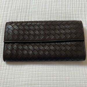 BOTTEGA VENETA Intrecciato 150509 Women,Men Leather Long Wallet [bi-fold] Dark B